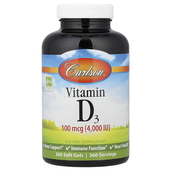 Carlson Vitamin D3, 100 mcg (4000 IU), 360 Soft Gels