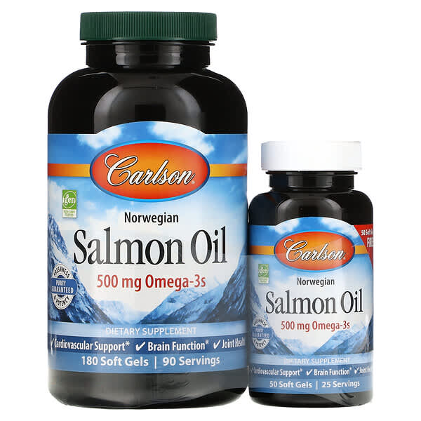 Carlson, Norwegian, Salmon Oil, 250 mg, 180 + 50 Soft Gels