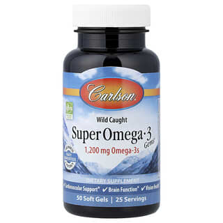 Carlson, Super Omega-3 Gems, Suplemento de omega-3 provenientes de peces capturados en estado salvaje, 50 cápsulas blandas