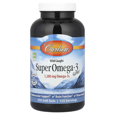 Carlson, Gems® Premium Wild-type Omega-3 Fish Oil, 250 Softgels