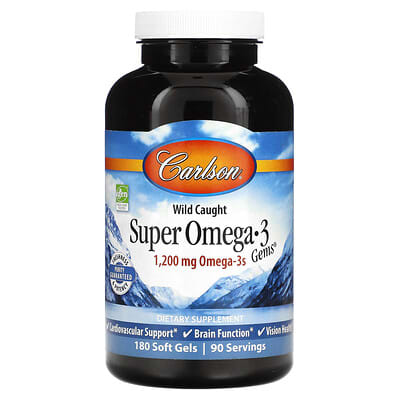 Carlson, Gems® Premium Wild-type Omega-3 Fish Oil, 180 Softgels