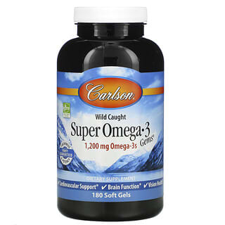 Carlson, Wild Caught Super Omega-3 Gems, 600 mg, 180 Soft Gels