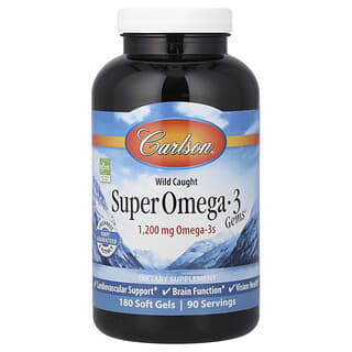 Carlson, Super Omega-3 Gems®, высокоэффективные омега-3 кислоты из рыбы дикого улова, 180 капсул