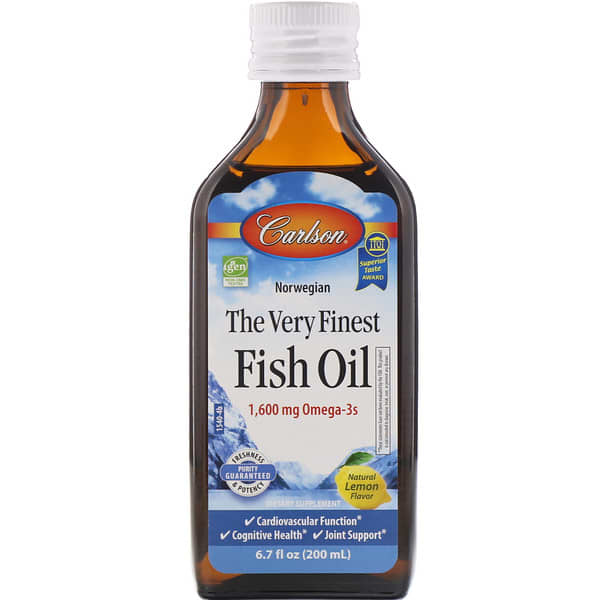 Carlson Labs, ノルウェー産、最高級フィッシュオイル、天然レモン風味、6.7液量オンス (200 ml)