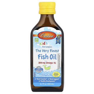 Carlson, Kid's Norwegian, El aceite de pescado más fino, Limón natural, 800 mg, 200 ml (6,7 oz. Líq.)