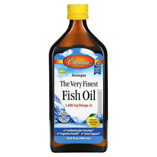 Carlson Labs, Norwegian, The Very Finest Fish Oil, Natural Lemon , 1,600 mg, 16.9 fl oz (500 ml)