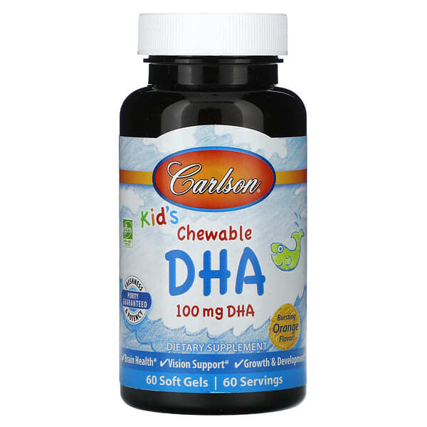 Carlson, 兒童咀嚼 DHA,爆漿橙味,100 毫克,60 粒軟凝膠