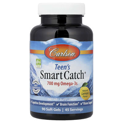 Carlson, Teen's Smart Catch®, Natural Lemon Flavor, 90 Softgels