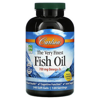 Carlson Labs, El aceite de pescado más fino, sabor natural de limón, 240 geles suaves