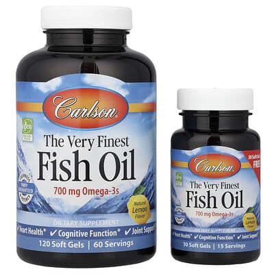 Carlson, The Very Finest Fish Oil, Natural Lemon, 150 Softgels