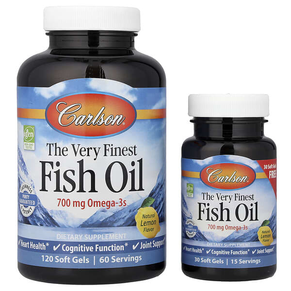 Carlson, The Very Finest Fish Oil, Natural Lemon, 150 Softgels — product photo 1