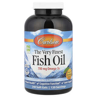 Carlson, L'huile de poisson la plus fine, saveur naturelle d'orange, 350 mg, 240 gels doux.