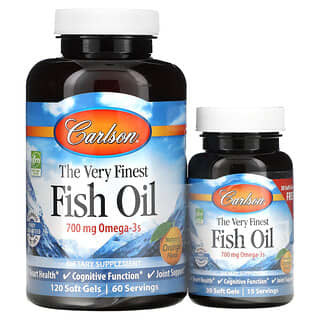 Carlson Labs, The Very Finest Fish Oil, Sabor natural a naranja, 350 mg, 120+ 30 cápsulas blandas gratis