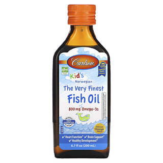 Carlson, Norueguês para Crianças, The Very Finest Fish Oil, Sabor Natural de Laranja, 800 mg, 200 ml (6,7 fl oz)
