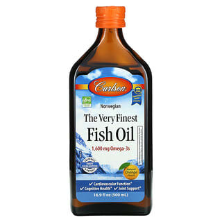 Carlson Labs, Norwegian, The Very Finest Fish Oil, Sabor Natural de Laranja, 1.600 mg, 500 ml (16,9 fl oz)