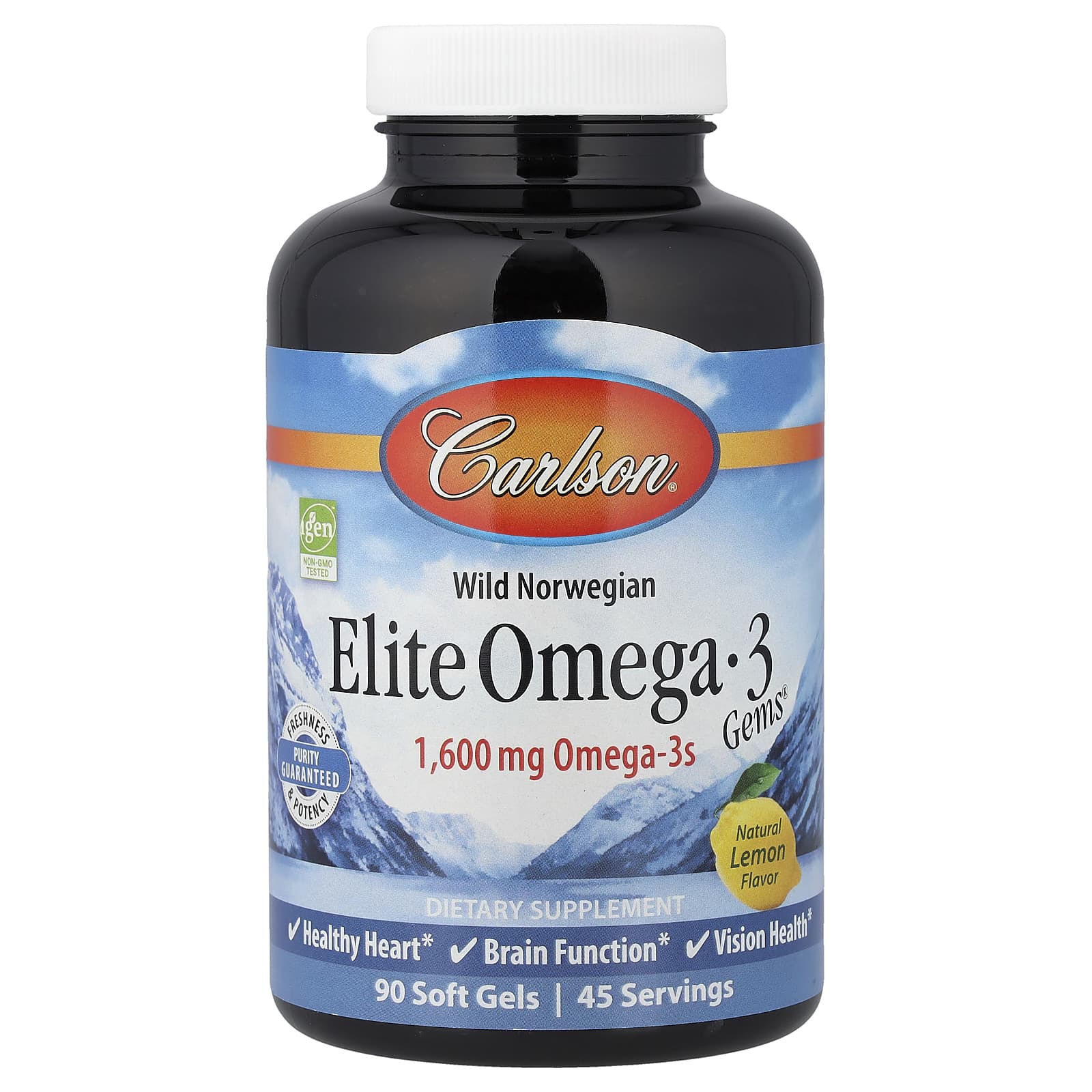 Carlson, Elite Omega-3 Gems®, отборные омега-3 кислоты из норвежской рыбы дикого улова, натуральный лимонный вкус, 90 капсул