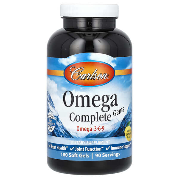 Omega Complete Gems, Omega-3-6-9, Natural Lemon, 180 Soft Gels