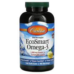 Carlson, EcoSmart Omega-3, Natural Lemon, 500 mg, 180 Soft Gels