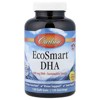 Carlson, EcoSmart DHA, Limón natural, 500 mg, 120 cápsulas blandas