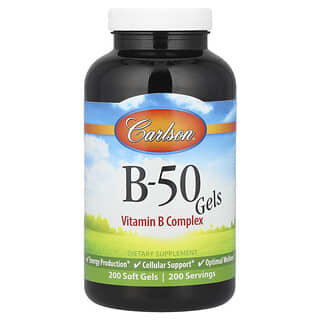 Carlson, B-50 Gel, Vitamin B Complex, 200 Soft Gels