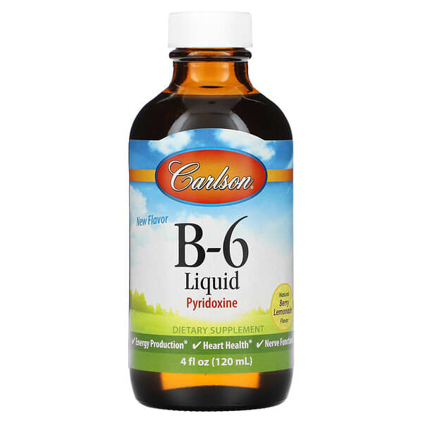 Carlson, B-6 液體，天然漿果檸檬水味，4 液量盎司（120 毫升）