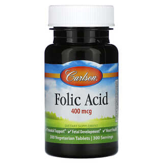 Carlson, Folic Acid, 400 mcg, 300 Vegetarian Tablets