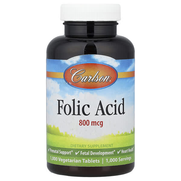 Folic Acid, 800 mcg, 1,000 Vegetarian Tablets