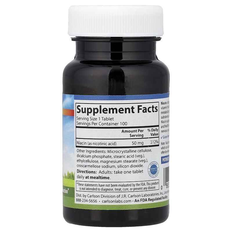 Niacin, 50 mg , 100 Tablets