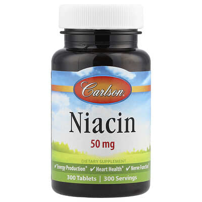 Carlson, Niacin, 50 mg, 300 Tablets