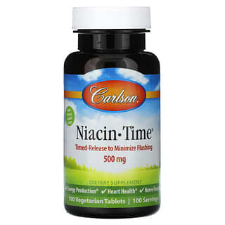 Carlson, Niacin-Time, 500 mg, 100 Vegetarian Tablets