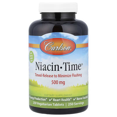 Carlson, Niacin-Time®, 500 mg, 250 Vegetarian Tablets