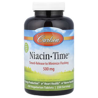 كارلسون‏, Niacin-Time ، 500 ملجم ، 250 قرصًا نباتيًا