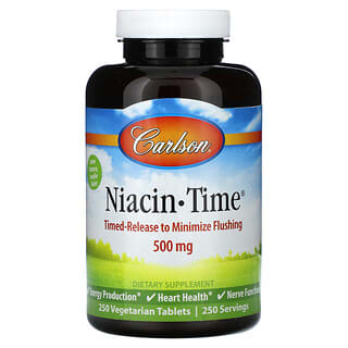 Carlson, Niacin-Time, 500 mg, 250 tabletek wegetariańskich