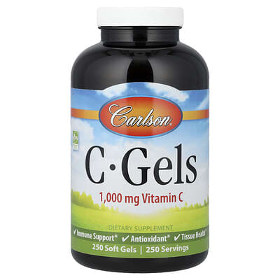 Carlson, C-Gels, Vitamin C, 1,000 mg, 250 Soft Gels