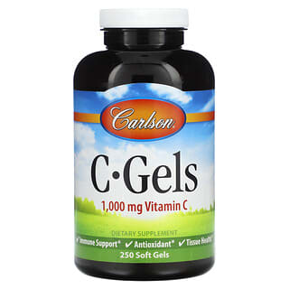 Carlson‏, "C-Gels, ‏1,000 מ""ג, 250 כמוסות רכות."