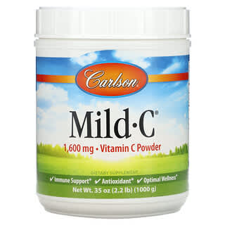 Carlson, Mild-C, Vitamine C en poudre, 1600 mg, 1000 g