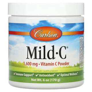Carlson‏, Mild-C, אבקת ויטמין C‏, 1,600 מ“ג, 170 גרם (6 אונקיות)