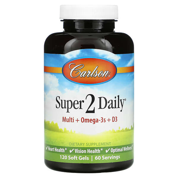 Carlson, Super 2 Daily, 120 Soft Gels