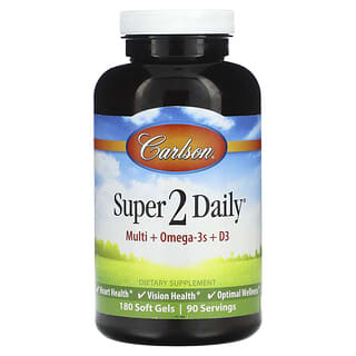 Carlson, Super 2 Daily, Multi + Omega-3s + D3, 180 Soft Gels