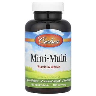 Carlson, Mini-Multi, vitaminas y minerales, sin hierro, 180 comprimidos