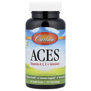 Carlson, ACES, Vitamines A, C, E + Sélénium, 50 capsules molles