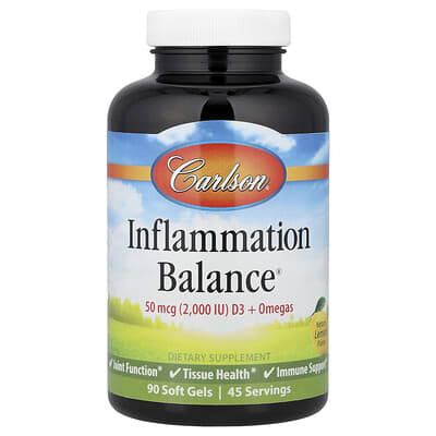 Carlson, Inflammation Balance®, Natural Lemon Flavor, 90 Softgels