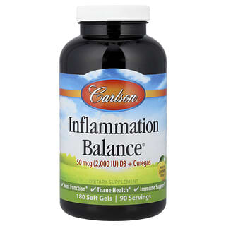 Carlson, Inflamação Balance, Natural Limão, 180 Cápsulas Softgel