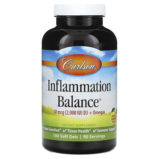 Carlson, Inflamação Balance, Natural Limão, 180 Cápsulas Softgel