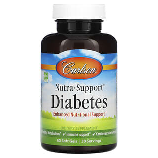 Carlson, Nutra-Support para la diabetes, 60 cápsulas blandas