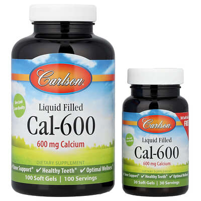 Carlson, Cal-600, Liquid Filled , 600 mg, 100 + 30 Capsules