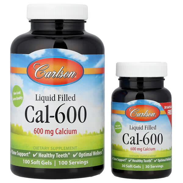 Cal-600, Liquid Filled, 600 mg, 100 + 30 Softgels