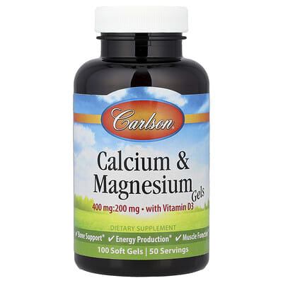 Carlson, Calcium & Magnesium Gels with Vitamin D3, 100 Soft Gels