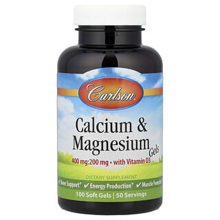 Carlson, Calcium- og magnesiumgeler med vitamin D3, 100 bløde geler