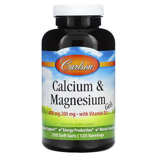 Carlson, Calcium & Magnesium Gels, 250 Soft Gels